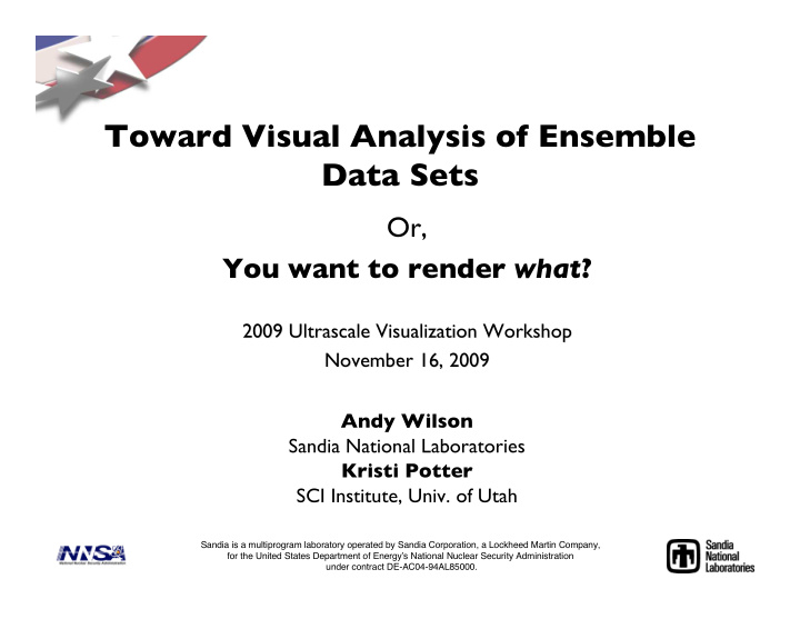 toward visual analysis of ensemble data sets