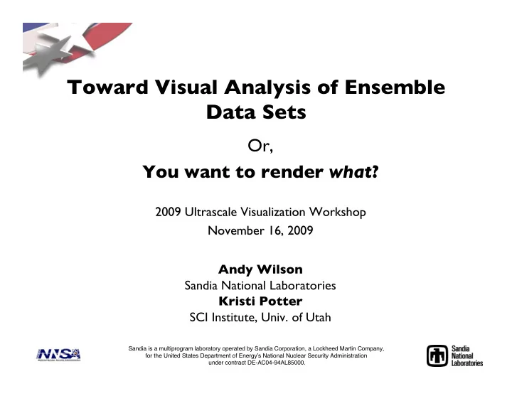 toward visual analysis of ensemble data sets