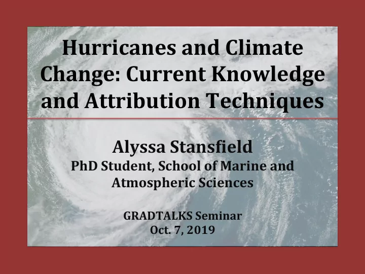 hurricanes and climate change current knowledge and