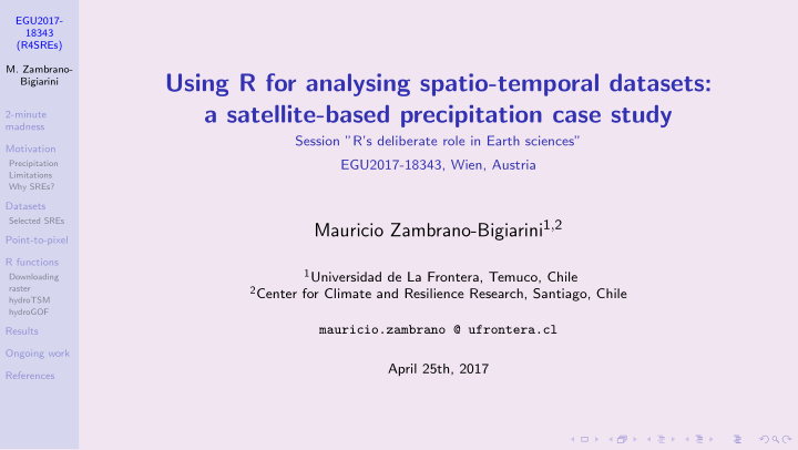 using r for analysing spatio temporal datasets