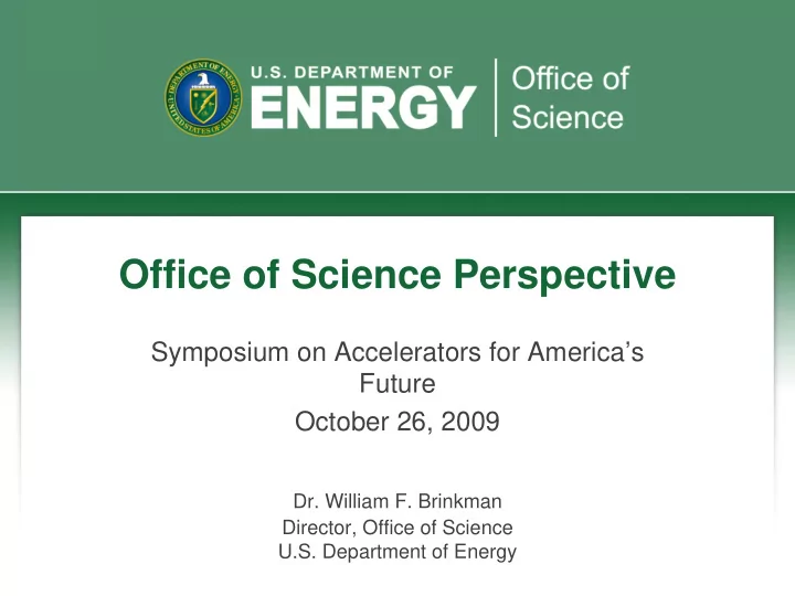 office of science perspective