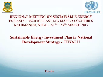 Sustainable Energy Investment Plan in National  Development Strategy - TUVALU  Tuvalu  AGENDA