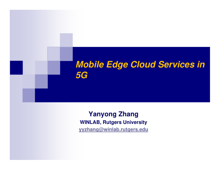 mobile edge cloud services in 5g