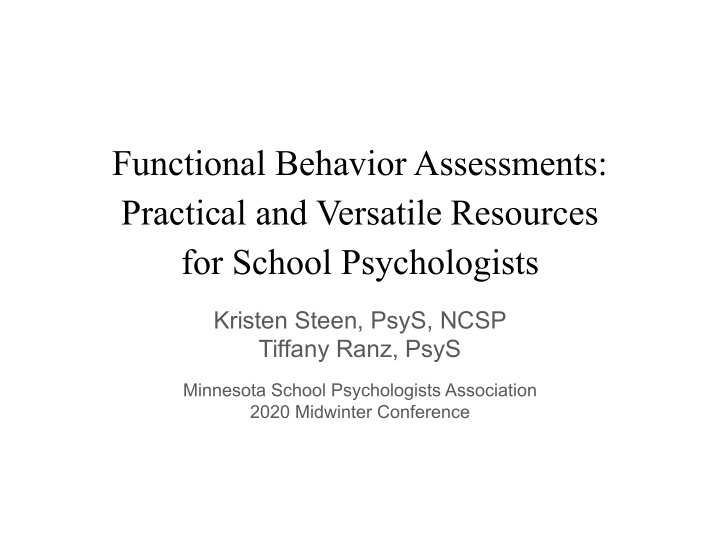 functional behavior assessments practical and versatile