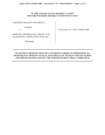 Case 2:09-cv-00290-NBF   Document 779   Filed 02/05/13   Page 1 of 11  IN THE UNITED STATES