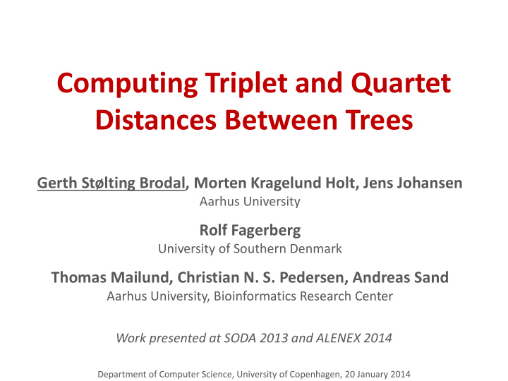 computing triplet and quartet