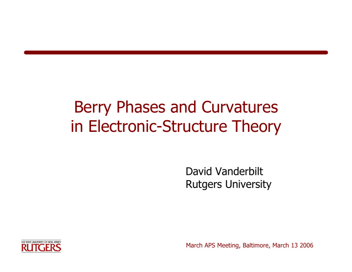 berry phases and curvatures in electronic structure theory