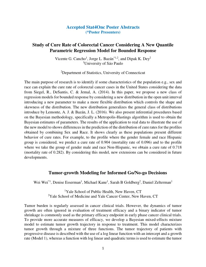 accepted stat4onc poster abstracts