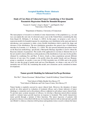 Accepted Stat4Onc Poster Abstracts  (*Poster Presenters)  Study of Cure Rate of Colorectal Cancer