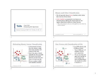 Extending Binary Linear Classification  One-Versus-All Classification (OVA) } In the presence of