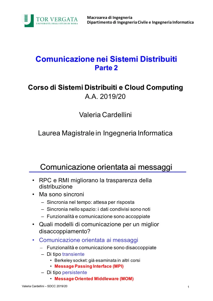 comunicazione nei sistemi distribuiti