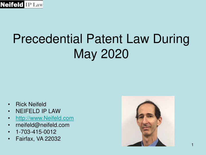 precedential patent law during may 2020