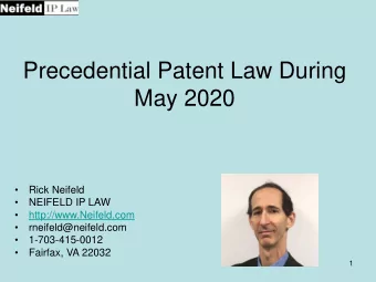 Precedential Patent Law During  May 2020    Rick Neifeld    NEIFELD IP LAW