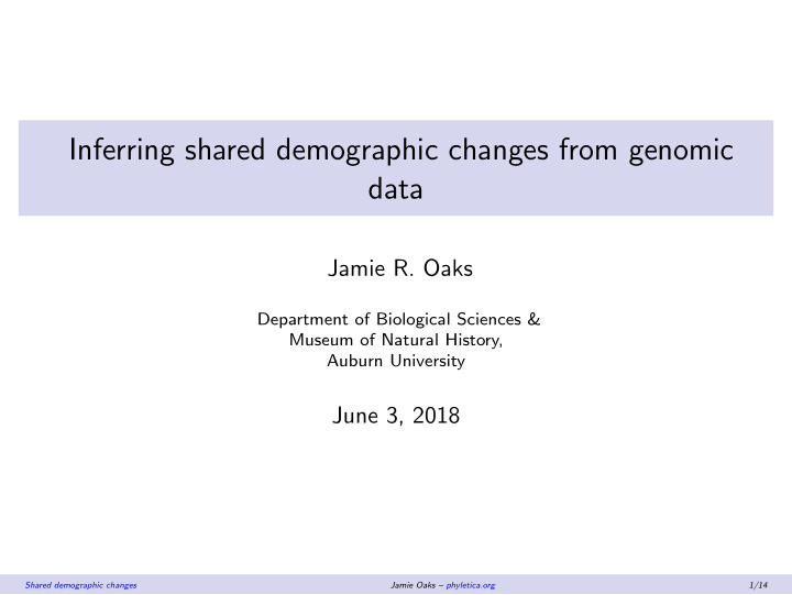 inferring shared demographic changes from genomic data