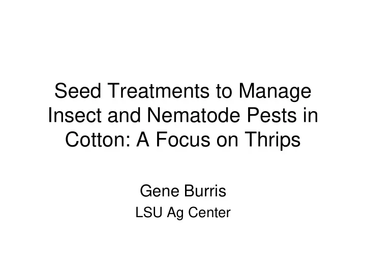 insect and nematode pests in