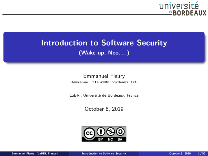 introduction to software security