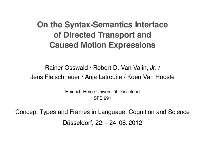 on the syntax semantics interface of directed transport