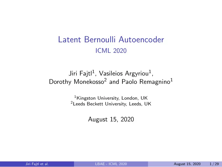 latent bernoulli autoencoder