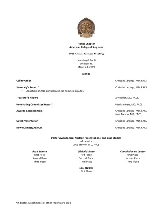 Florida Chapter  American College of Surgeons  2019 Annual Business Meeting  Loews Royal Pacific