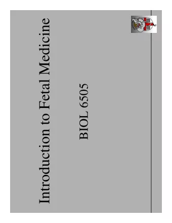Introduction to Fetal Medicine  BIOL 6505  Introduction  to Introduction in Fetal Medicine