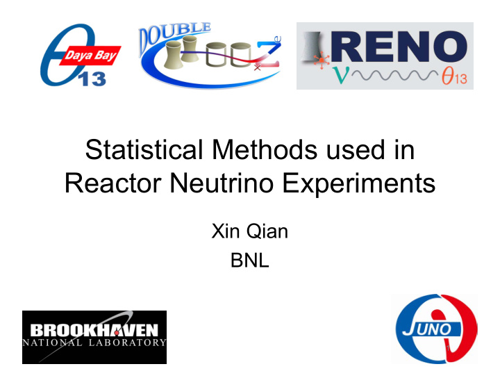statistical methods used in reactor neutrino experiments