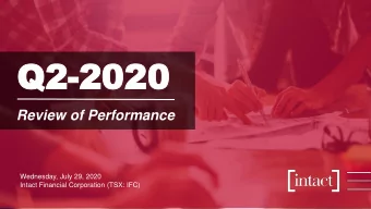 Q2  Q2-2020  2020  Review of Performance  Wednesday, July 29, 2020  Intact Financial Corporation