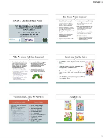 qualitative survey of nutrition  Project was supervised by an RD  outreach instructors  Why