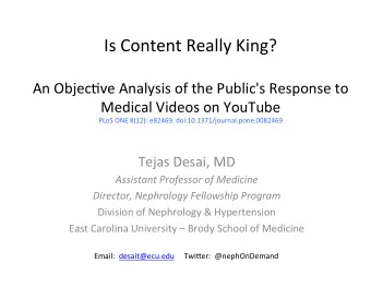 Is  Content  Really  King?        An  Objec6ve  Analysis  of  the