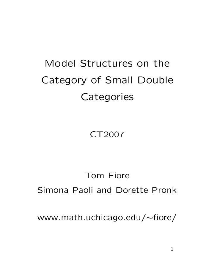 model structures on the category of small double