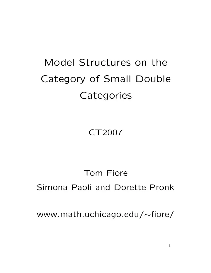 model structures on the category of small double