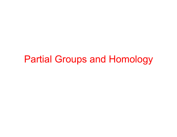 partial groups and homology