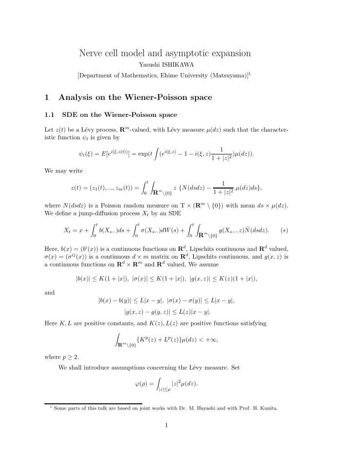 nerve cell model and asymptotic expansion