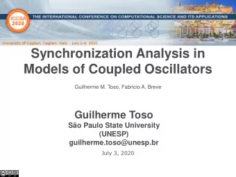 Synchronization Analysis in  Models of Coupled Oscillators  Guilherme M. Toso, Fabricio A. Breve