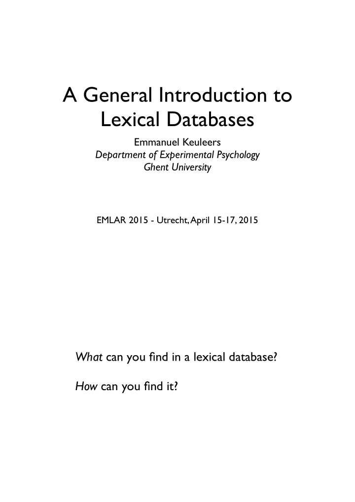 lexical databases