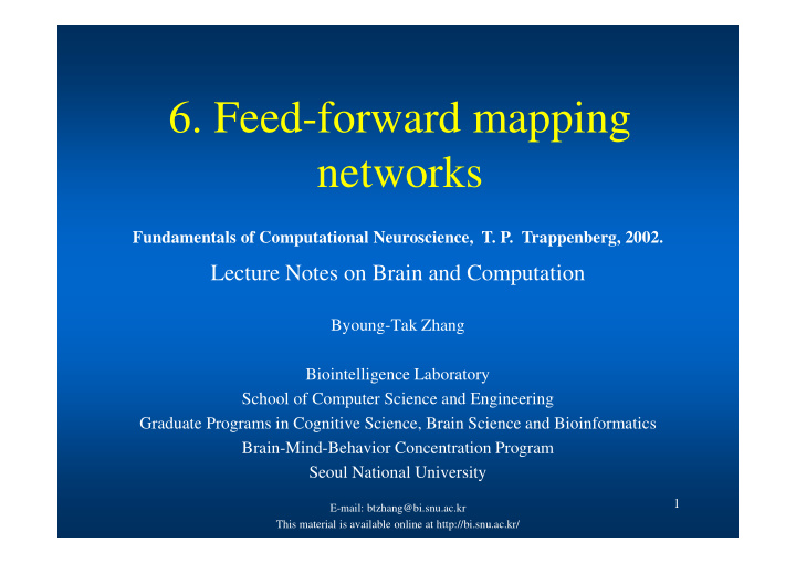 6 feed forward mapping networks