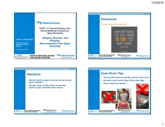 12/9/2016  CHANG CJ  Disclosures  I have nothing to disclose UCSF 11 th Annual Primary Care  Sports