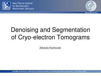 Denoising and Segmentation  of Cryo-electron Tomograms  Zdravko Kochovski  NRAMM Workshop on EM