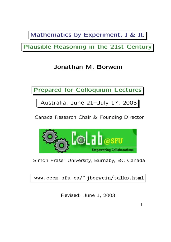 mathematics by experiment i ii plausible reasoning in the