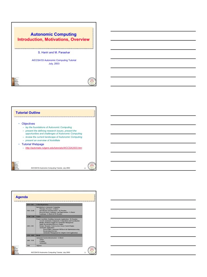 autonomic computing introduction motivations overview