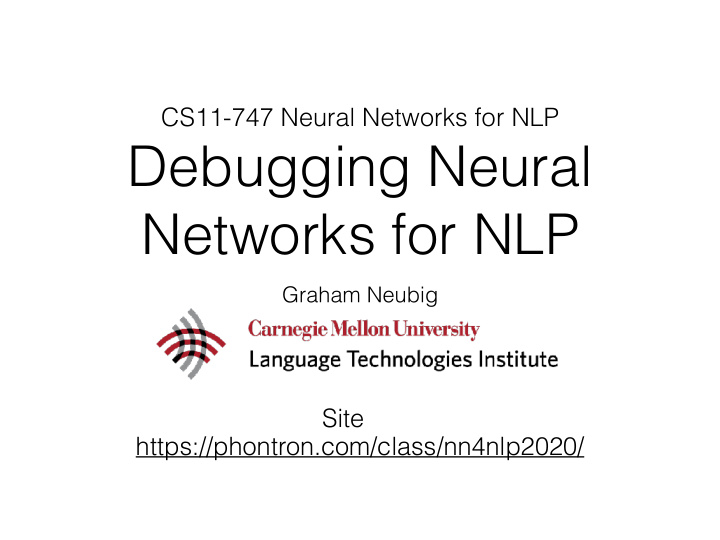 debugging neural networks for nlp