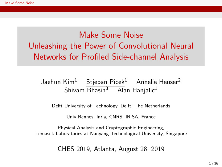 make some noise unleashing the power of convolutional