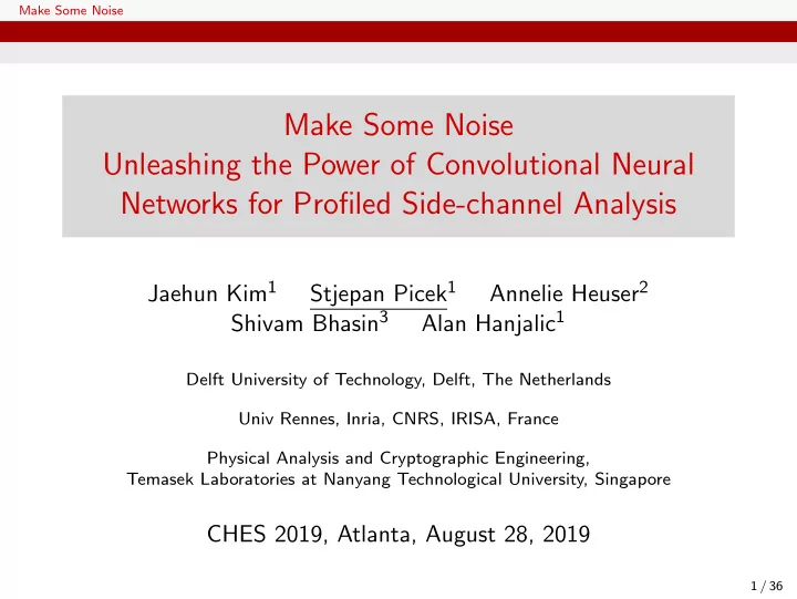 make some noise unleashing the power of convolutional