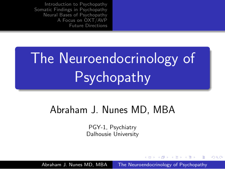 the neuroendocrinology of psychopathy