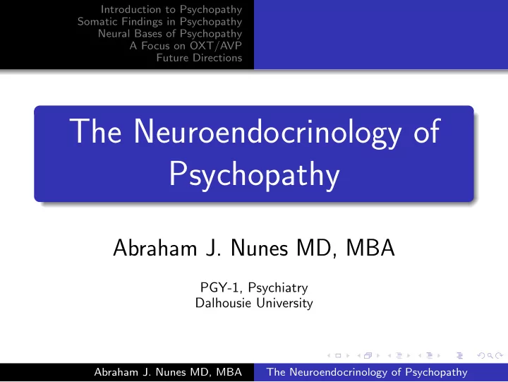 the neuroendocrinology of psychopathy