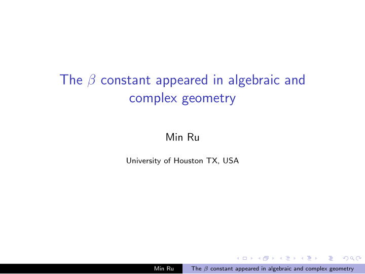 the constant appeared in algebraic and complex geometry