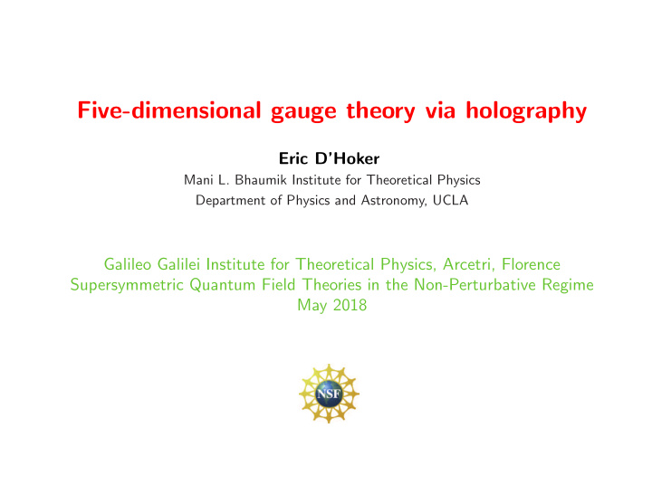 five dimensional gauge theory via holography
