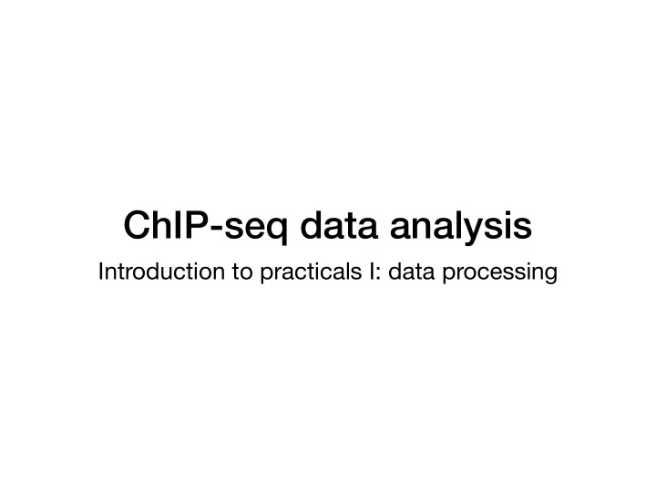 chip seq data analysis