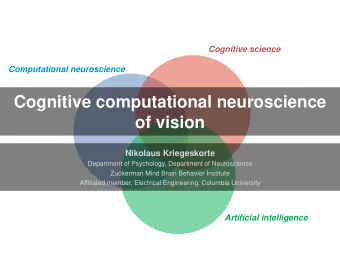 Cognitive computational neuroscience  of vision  Nikolaus Kriegeskorte  Department of Psychology,