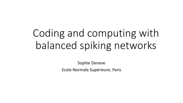 coding and computing with