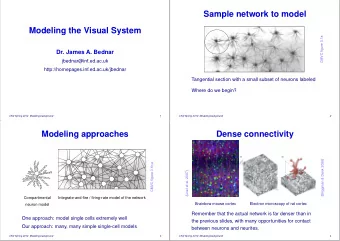 Sample network to model  Modeling the Visual System  CMVC figure 3.1a  Dr. James A. Bednar